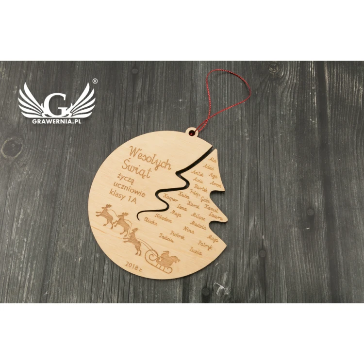 Wooden Christmas Baubles - Diameter: 100mm - Engraved and Stained - BDR015
