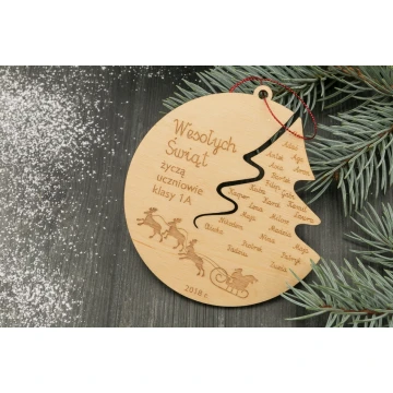 Wooden Christmas Baubles - Diameter: 100mm - Engraved and Stained - BDR015