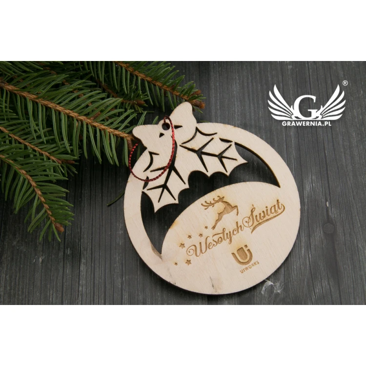 Wooden Christmas Baubles - size 70x77mm - any engraving - BDR014