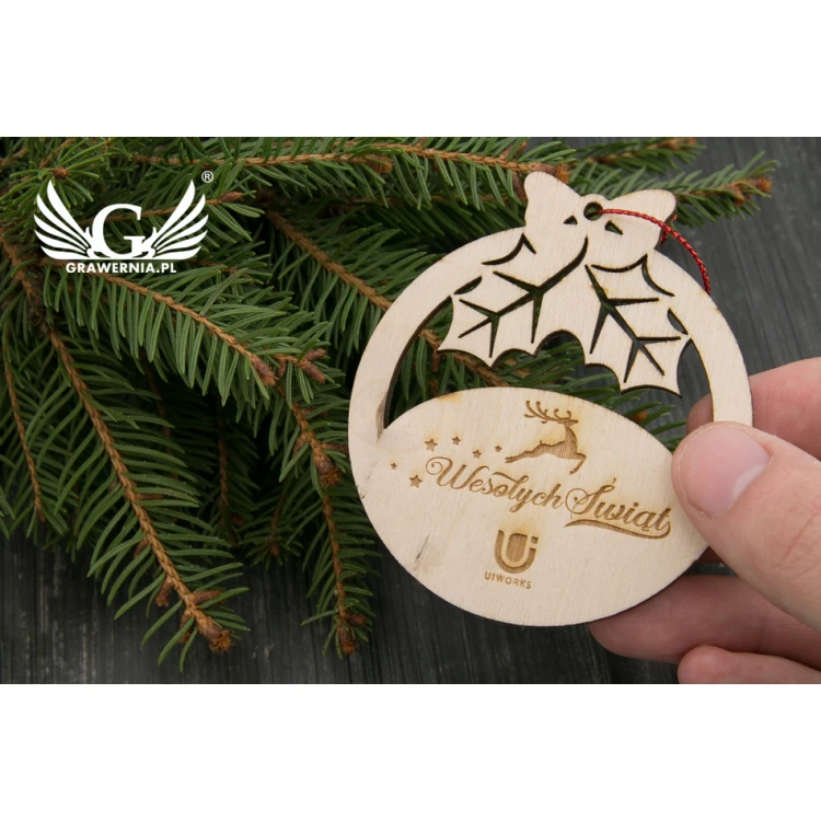 Wooden Christmas Baubles - size 70x77mm - any engraving - BDR014
