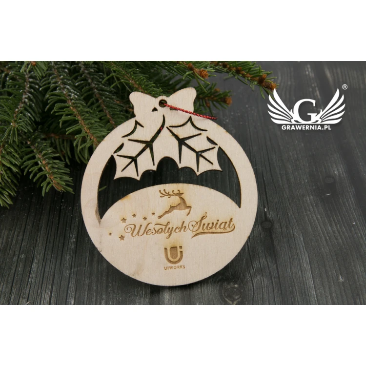 Wooden Christmas Baubles - size 70x77mm - any engraving - BDR014