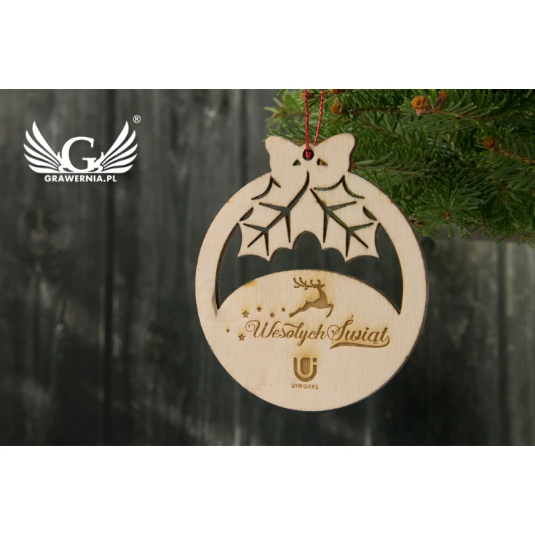 Wooden Christmas Baubles - size 70x77mm - any engraving - BDR014