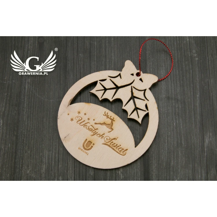 Wooden Christmas Baubles - size 70x77mm - any engraving - BDR014