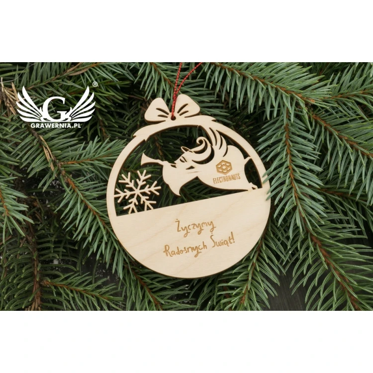 Wooden Christmas Baubles - size 80x93mm - any engraving - BDR017