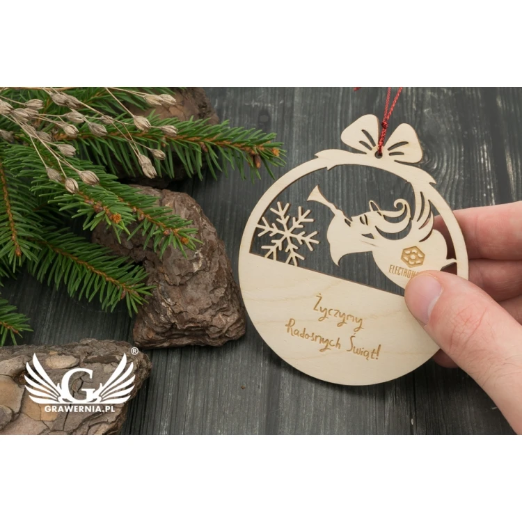 Wooden Christmas Baubles - size 80x93mm - any engraving - BDR017