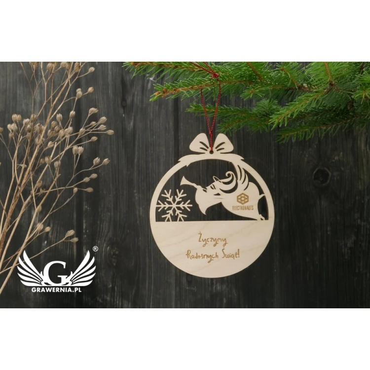 Wooden Christmas Baubles - size 80x93mm - any engraving - BDR017
