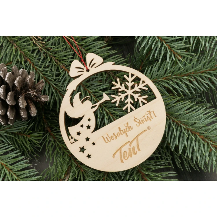 Wooden Christmas Baubles - size 80x93mm - any engraving - BDR018
