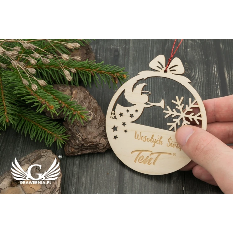 Wooden Christmas Baubles - size 80x93mm - any engraving - BDR018