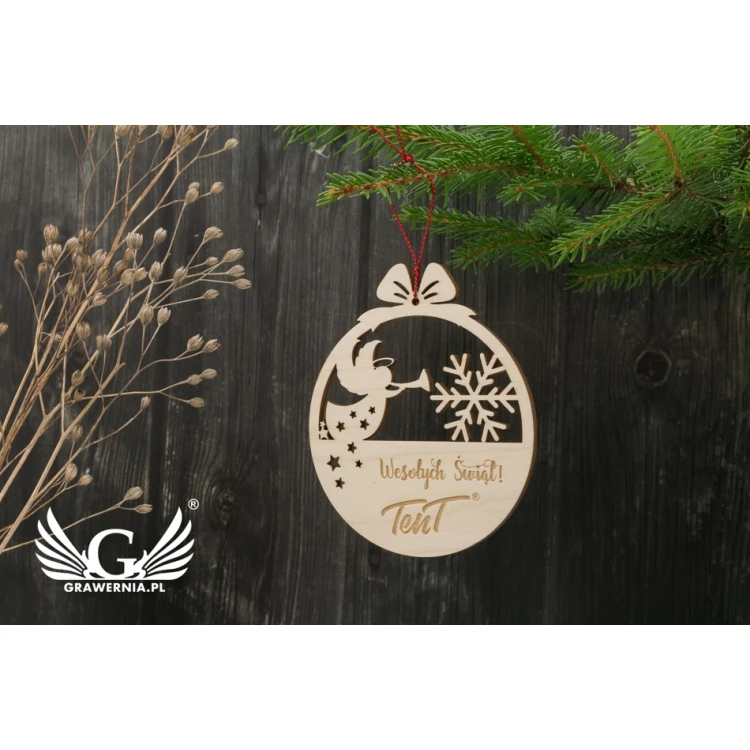Wooden Christmas Baubles - size 80x93mm - any engraving - BDR018