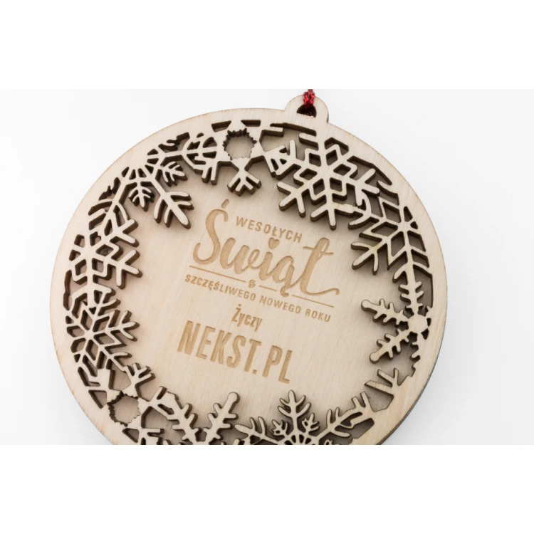 Wooden Christmas Baubles - size 80x85mm - any engraving - BDR019