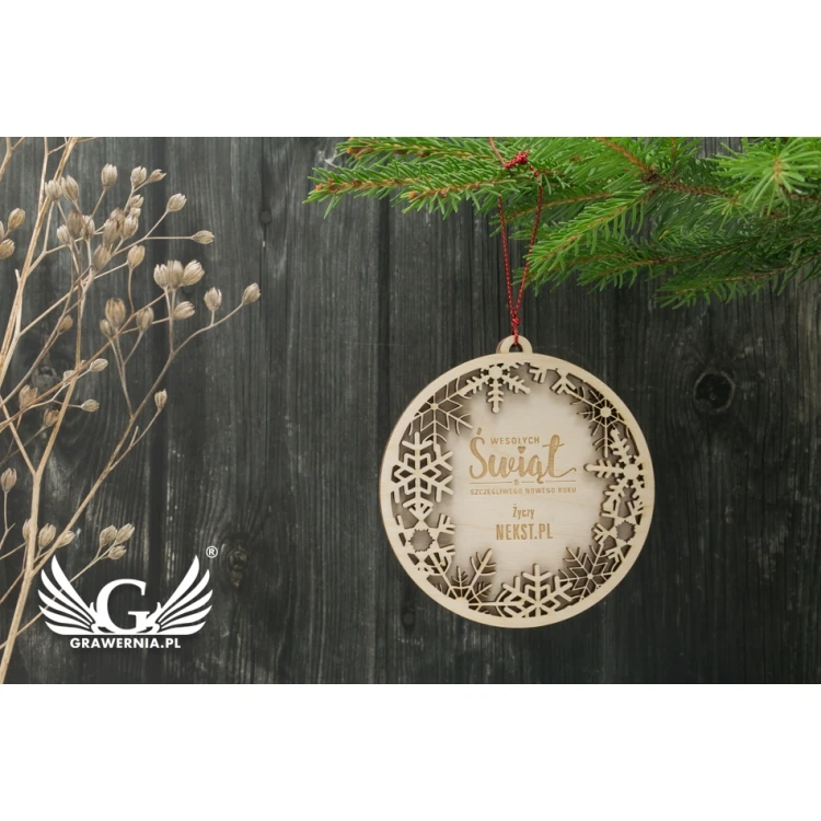 Wooden Christmas Baubles - size 80x85mm - any engraving - BDR019