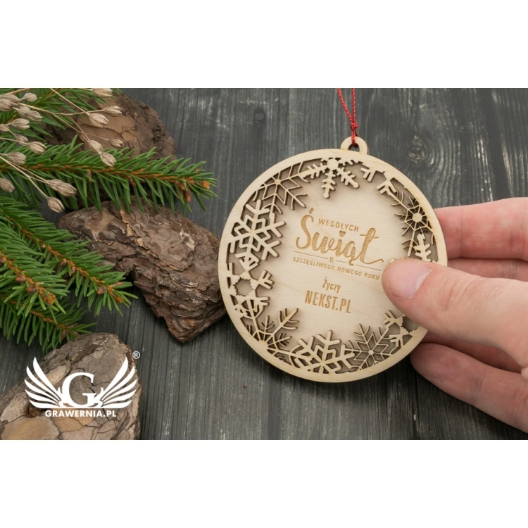 Wooden Christmas Baubles - size 80x85mm - any engraving - BDR019