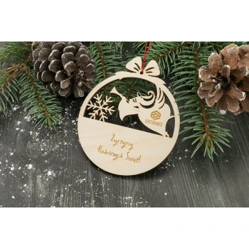 Wooden Christmas Baubles - size 80x93mm - any engraving - BDR017