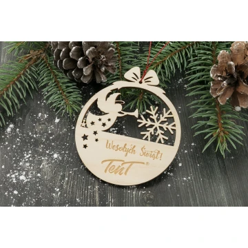 Wooden Christmas Baubles - size 80x93mm - any engraving - BDR018