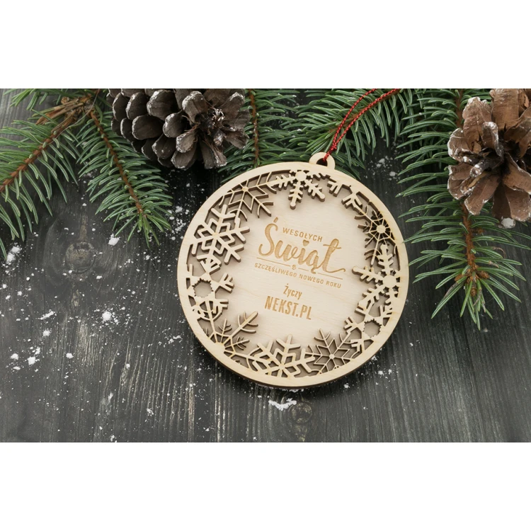Wooden Christmas Baubles - size 80x85mm - any engraving - BDR019