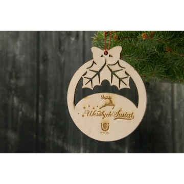 Wooden Christmas Baubles - size 70x77mm - any engraving - BDR014