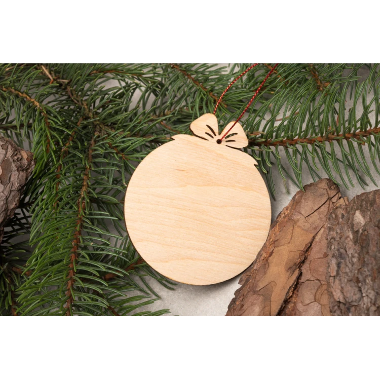Wooden Christmas baubles - size 71x83mm - any engraving - BDR040