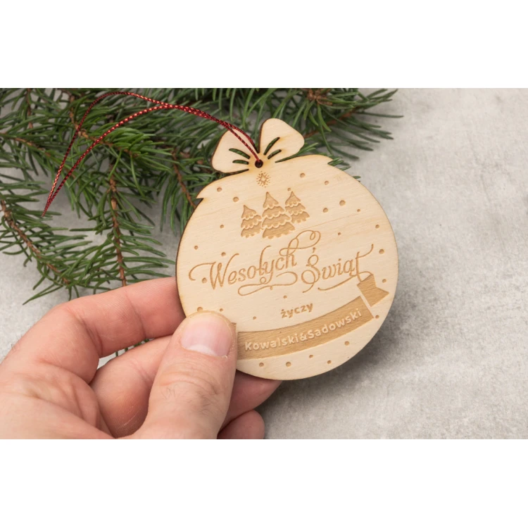 Wooden Christmas baubles - size 71x83mm - any engraving - BDR040