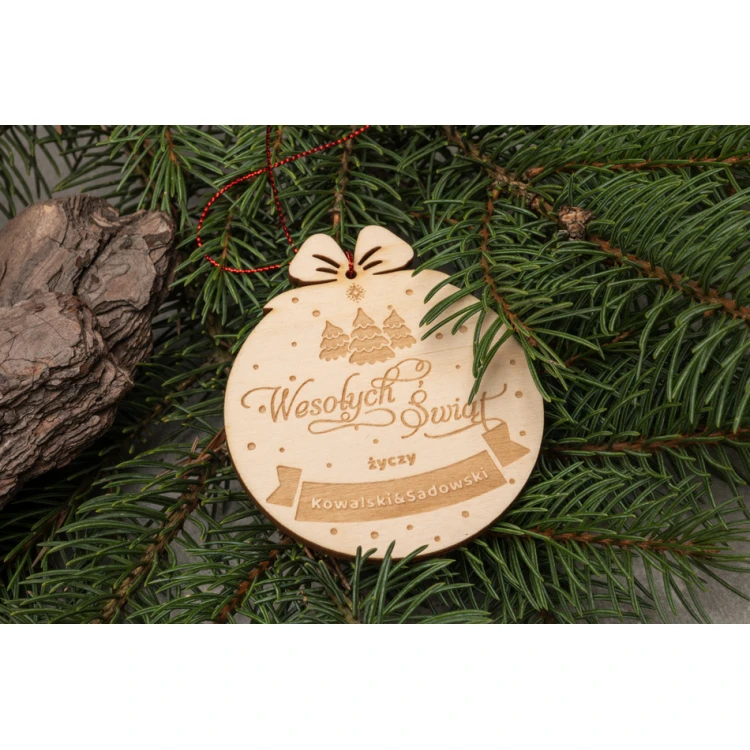Wooden Christmas baubles - size 71x83mm - any engraving - BDR040