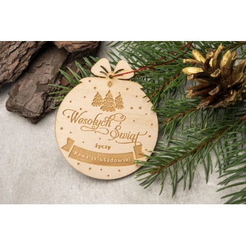 Wooden Christmas baubles - size 71x83mm - any engraving - BDR040