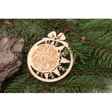 Wooden Christmas Baubles - size 71x83mm - any engraving - BDR041