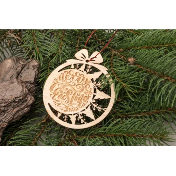 Wooden Christmas Baubles - size 71x83mm - any engraving - BDR041