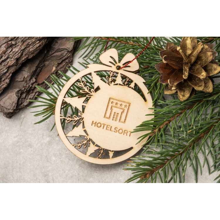 Wooden Christmas Baubles - size 71x83mm - any engraving - BDR041