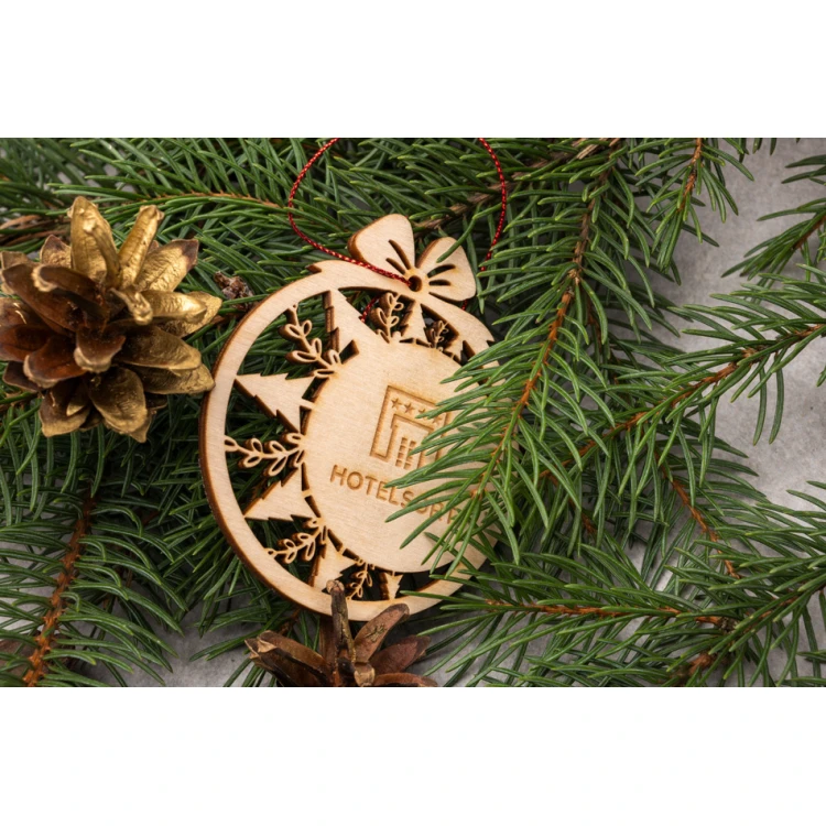 Wooden Christmas Baubles - size 71x83mm - any engraving - BDR041
