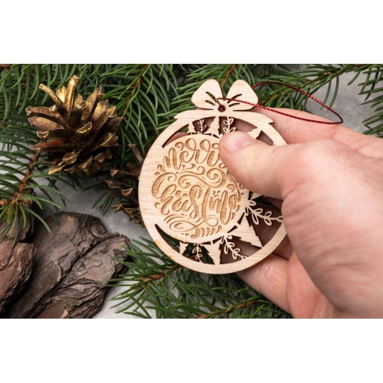 Wooden Christmas Baubles - size 71x83mm - any engraving - BDR041