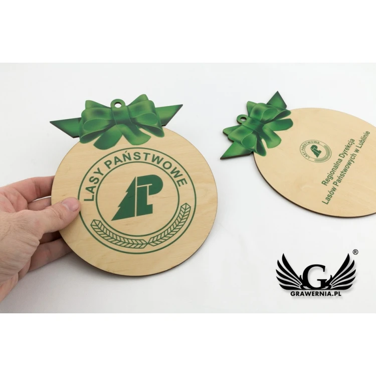 Wooden Christmas baubles with any UV print - size 160x200mm - BDR008
