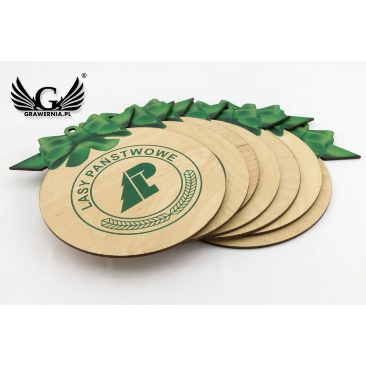 Wooden Christmas baubles with any UV print - size 160x200mm - BDR008