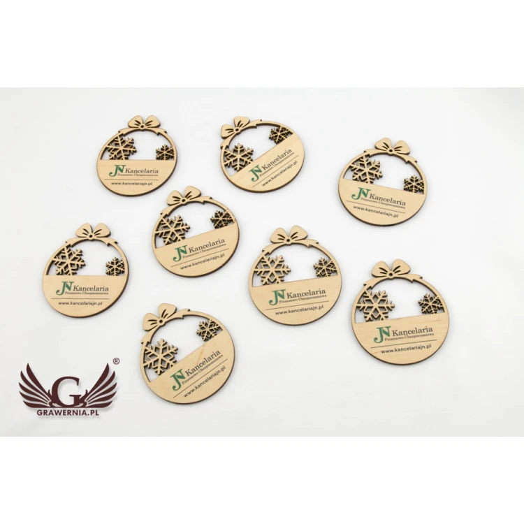 Wooden Christmas baubles with any UV print - size 71x82mm - BDR002