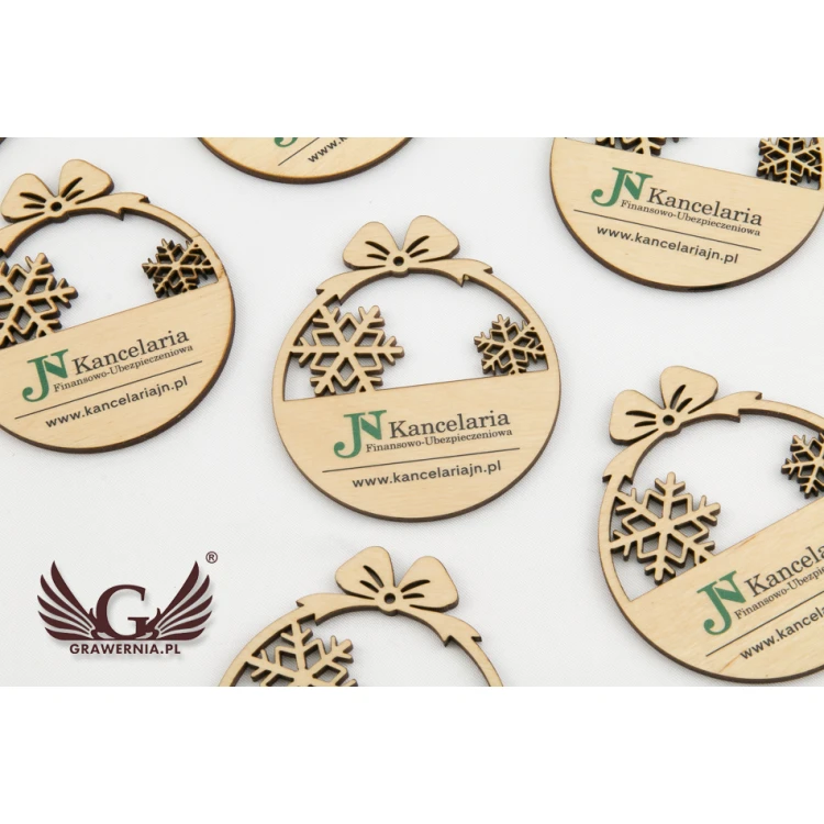 Wooden Christmas baubles with any UV print - size 71x82mm - BDR002