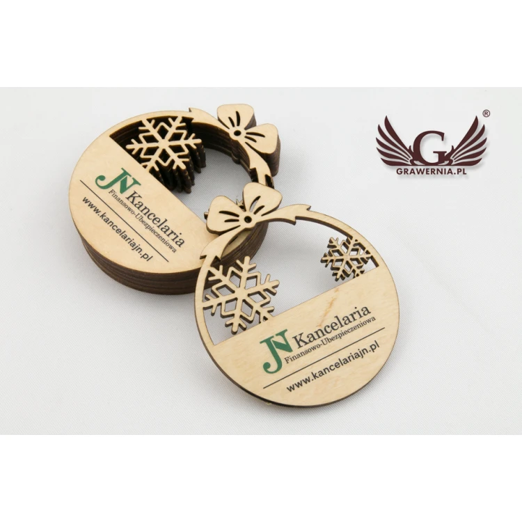 Wooden Christmas baubles with any UV print - size 71x82mm - BDR002