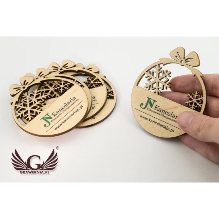 Wooden Christmas baubles with any UV print - size 71x82mm - BDR002