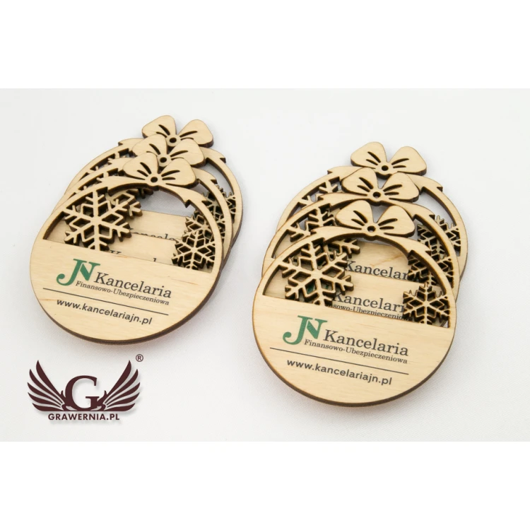 Wooden Christmas baubles with any UV print - size 71x82mm - BDR002