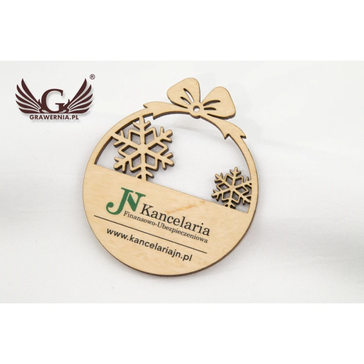 Wooden Christmas baubles with any UV print - size 71x82mm - BDR002