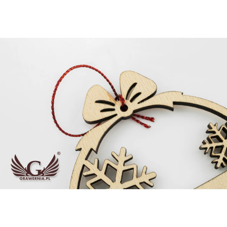 Wooden Christmas baubles with any UV print - size 71x82mm - BDR002