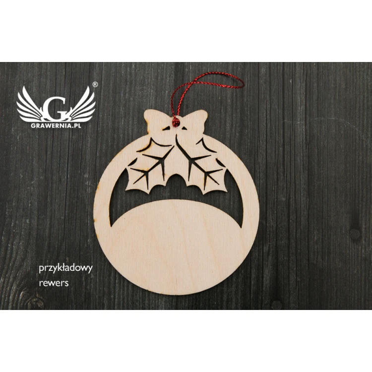 Wooden Christmas Baubles with Holy Family Image - size 80x93mm - any engraving - BDR009