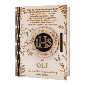 Wooden money box with your engraving - First Communion gift - SNP004