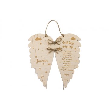 Wooden Wings with Prayer - Holy Baptism or Communion Keepsake - DEW006