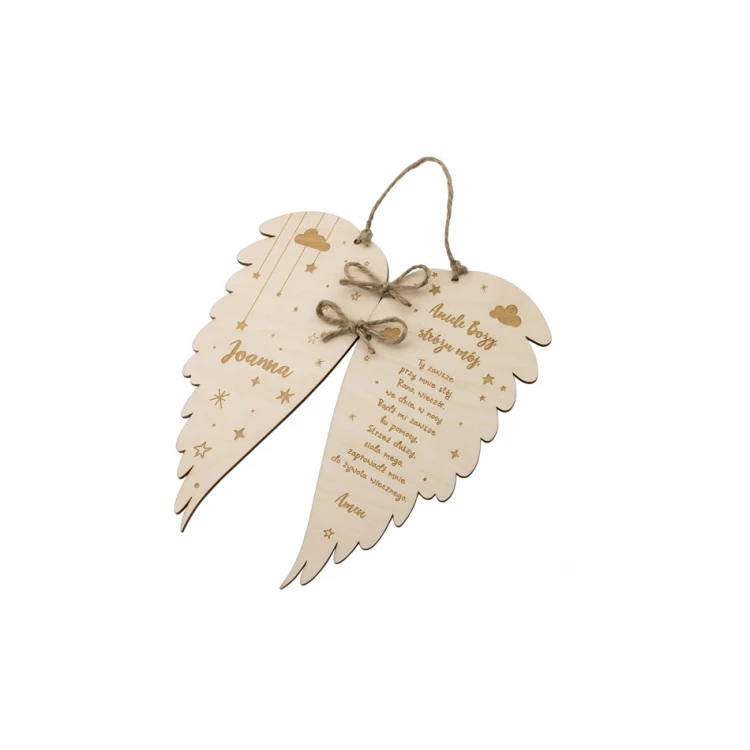 Wooden Wings with Prayer - Holy Baptism or Communion Keepsake - DEW006