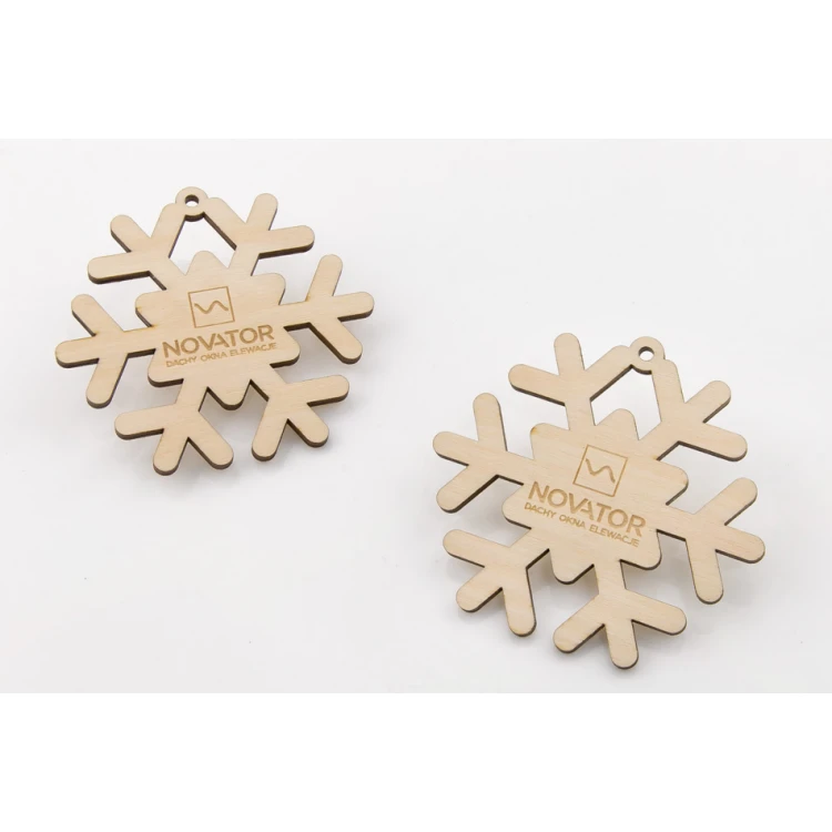 Wooden Snowflake Baubles - size 74x71mm - any engraving - BDR027