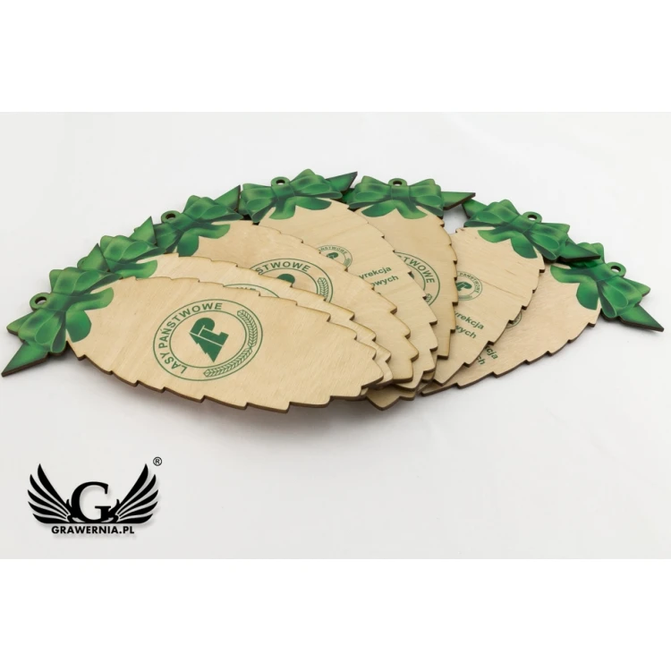 Wooden Christmas Cones with Custom UV Print - size 102x200mm - BDR007