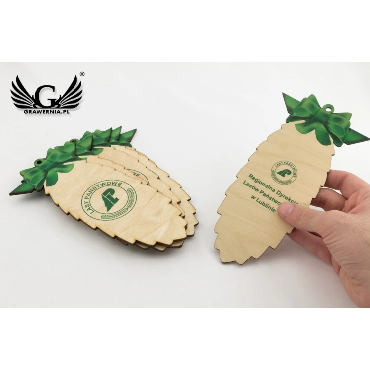 Wooden Christmas Cones with Custom UV Print - size 102x200mm - BDR007