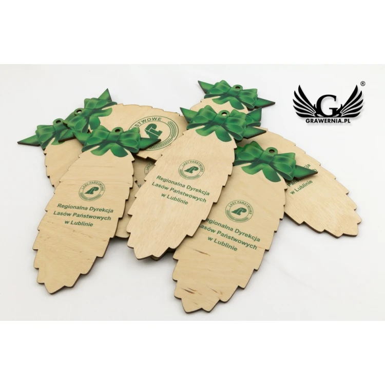 Wooden Christmas Cones with Custom UV Print - size 102x200mm - BDR007