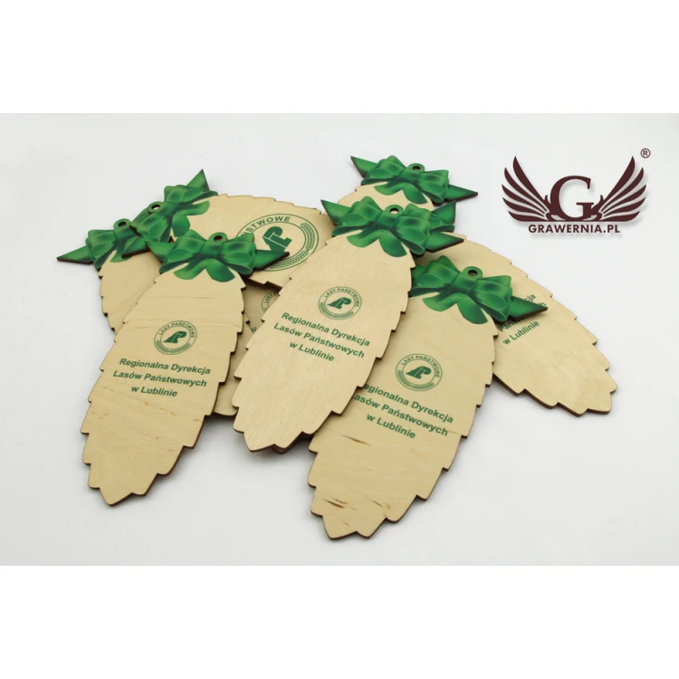 Wooden Christmas Cones with Custom UV Print - size 102x200mm - BDR007