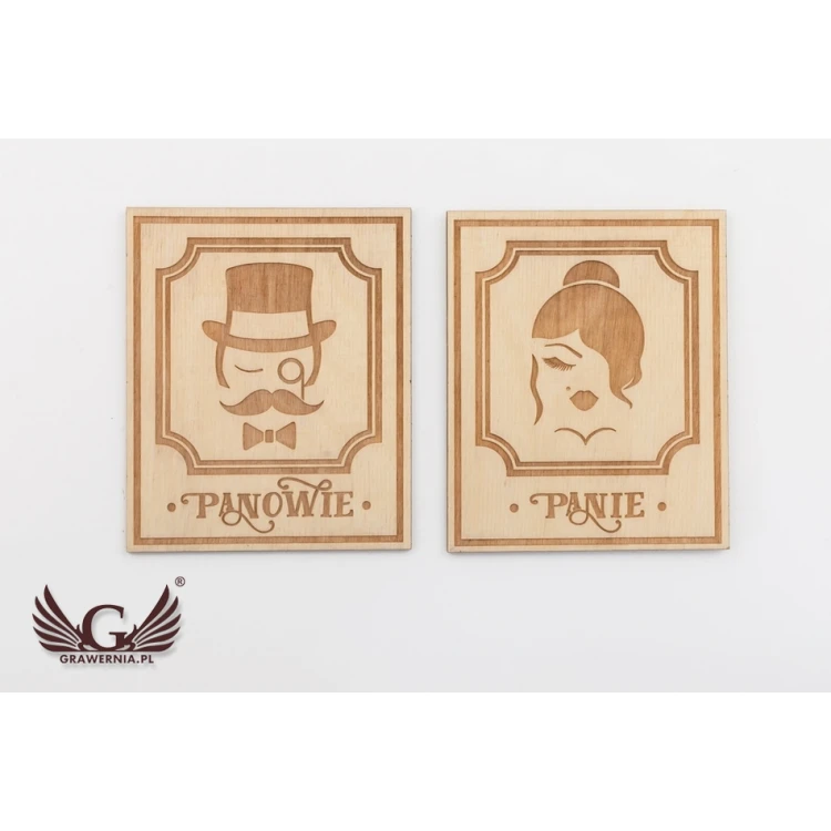 Wooden Retro-Style Toilet Signs - TT039 - Size 123x100mm