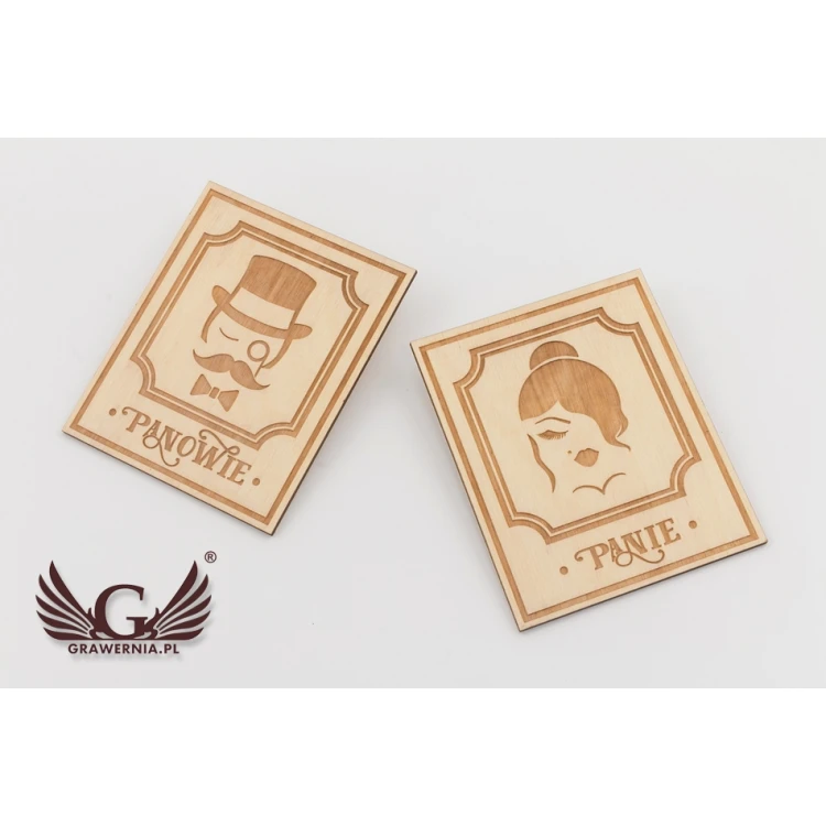 Wooden Retro-Style Toilet Signs - TT039 - Size 123x100mm