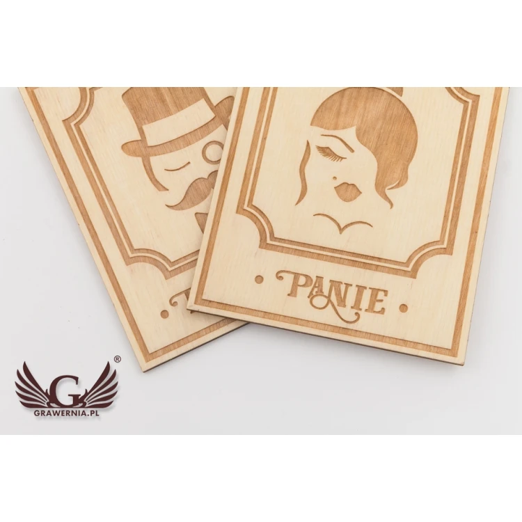 Wooden Retro-Style Toilet Signs - TT039 - Size 123x100mm